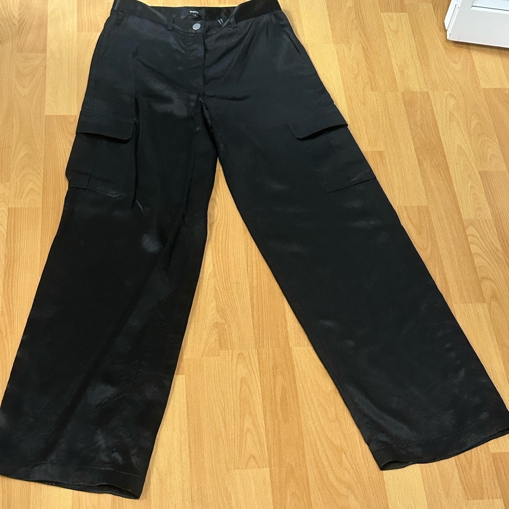 Theory Black Wide-Leg Cargo Pants
